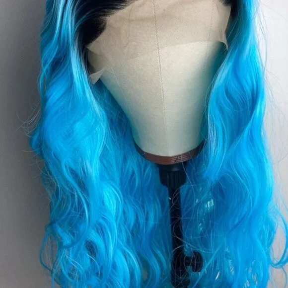Ombre Blue Curly Lace Wig